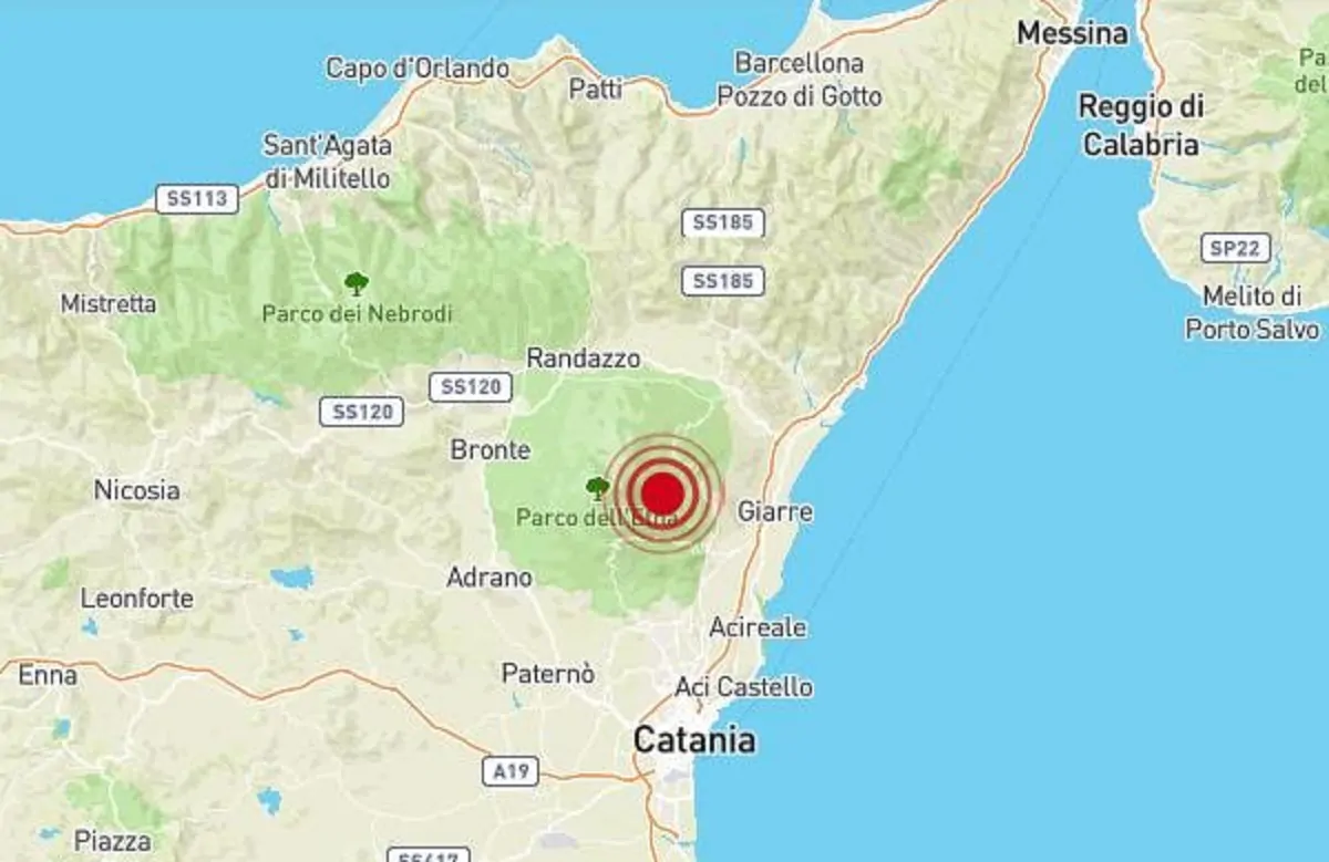 Scossa di terremoto di magnitudo 3.2 a Catania durante la notte