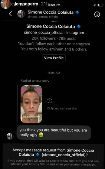 simone coccia offende la figlia di luke perry