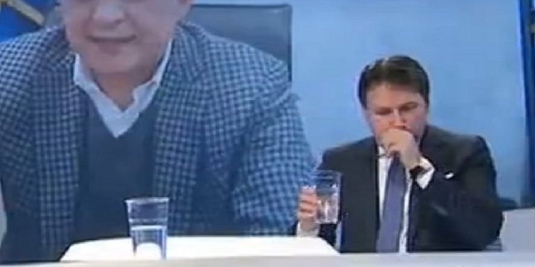 Giuseppe Conte con la tosse, in diretta