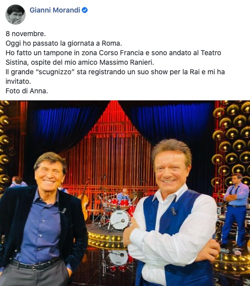 gianni morandi tampone