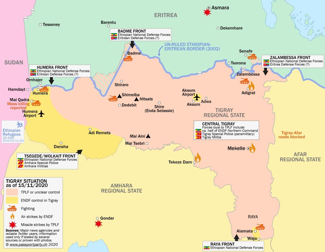 Infografica sulla guerra del Tigray
