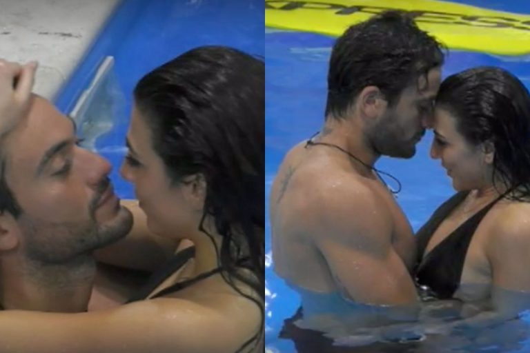 Giulia Salemi Pierpaolo bacio piscina