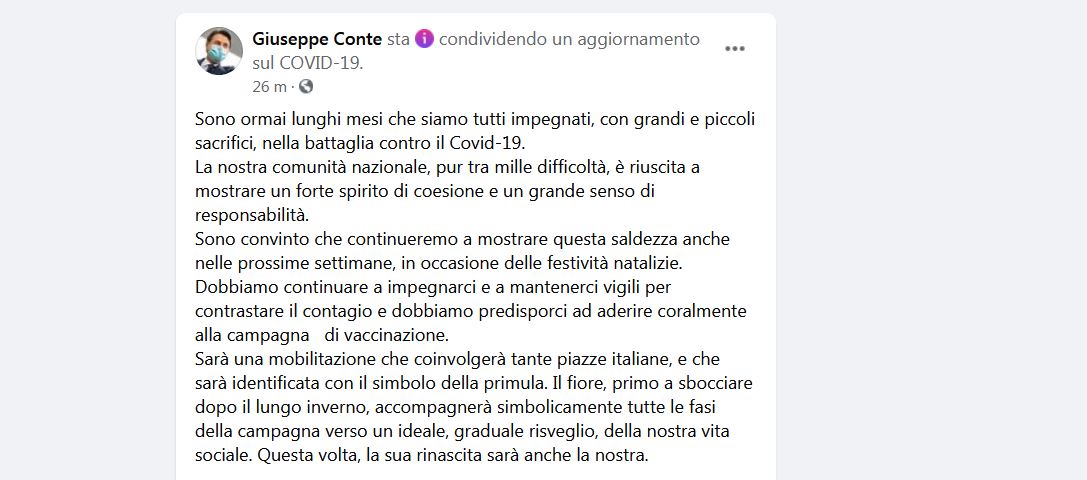 messaggio premier conte