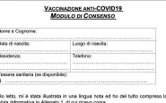 Modulo consenso vaccino covid