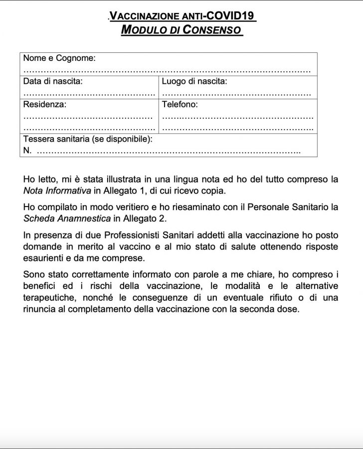 modulo vaccino covid