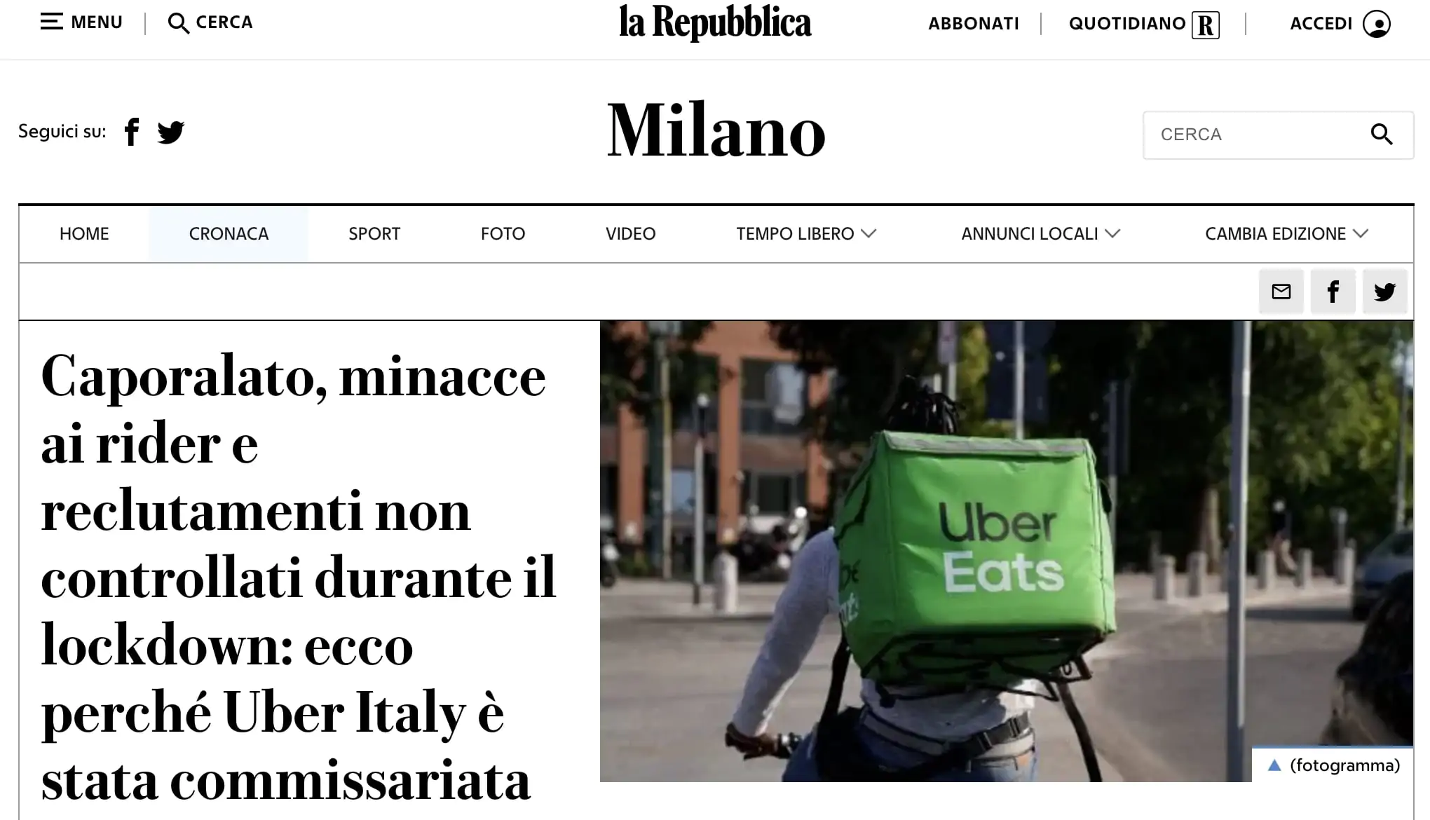 uber eats repubblica