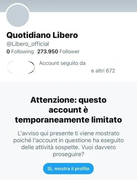 account twitter libero limitato