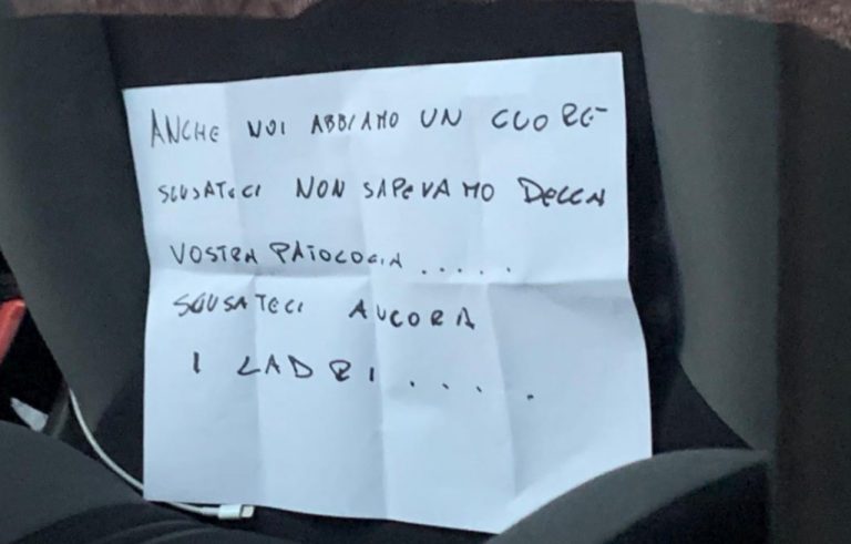 Auto rubata a Bari, le scuse dei ladri