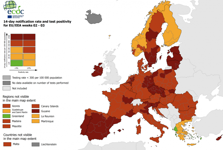 mappa aggiornata zone rosso scuro in europa