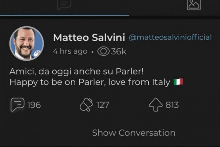 Salvini profilo Parler