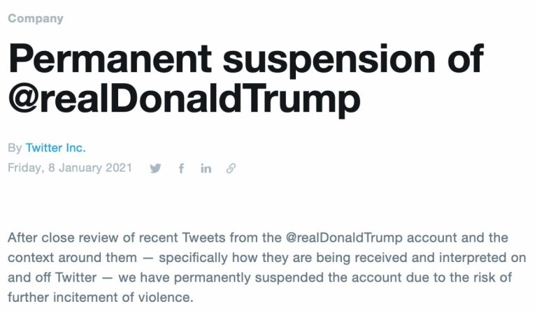 sospensione account trump motivi