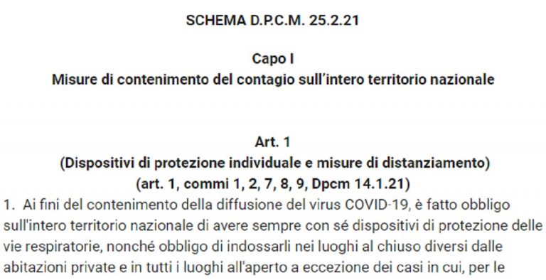 Nuovo dpcm bozza integrale