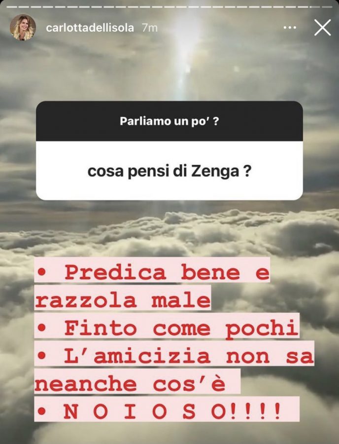 post di carlotta contro zenga