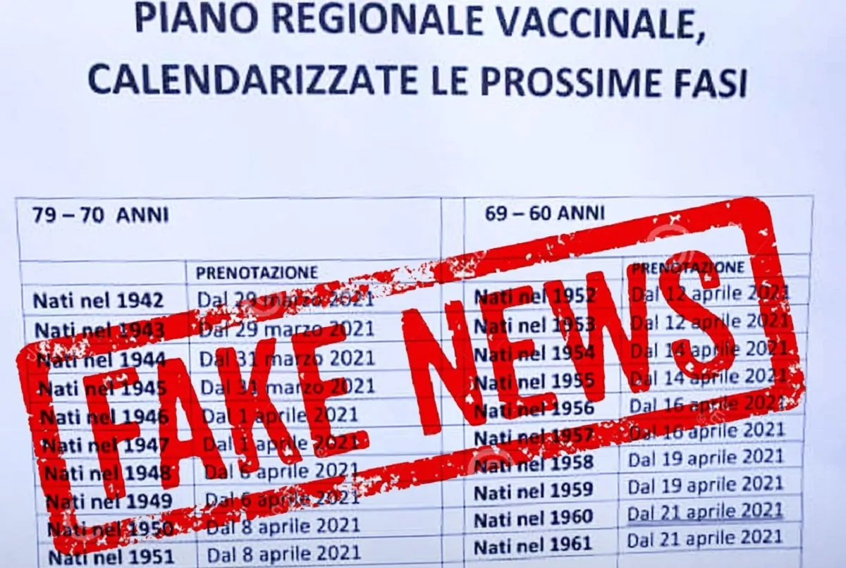 In Lombardia il calendario vaccinale per gli over 60, ma è una fake