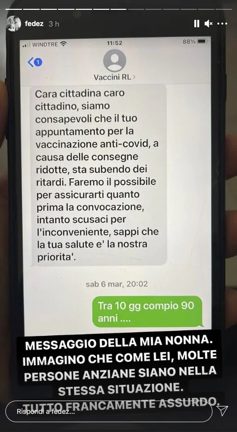 Fedez messaggio nonna