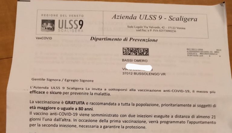 Lettera vaccino
