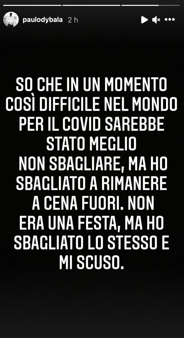 post di scuse di Dybala