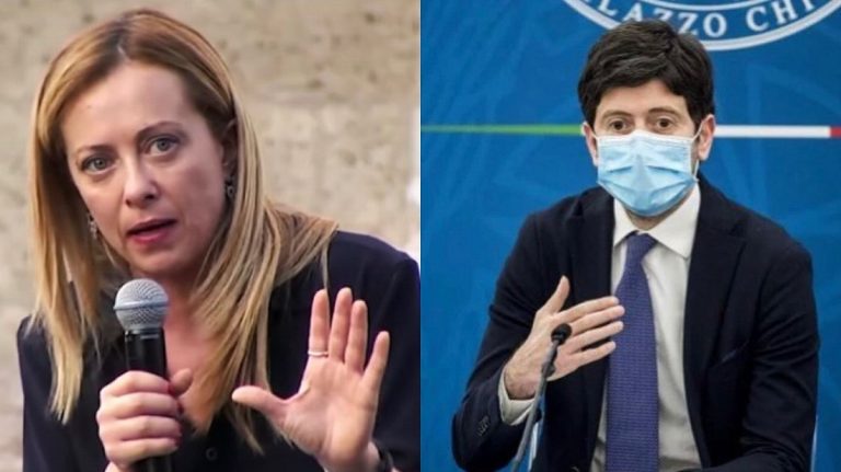 Giorgia meloni contro Speranza per l'emergenza Covid