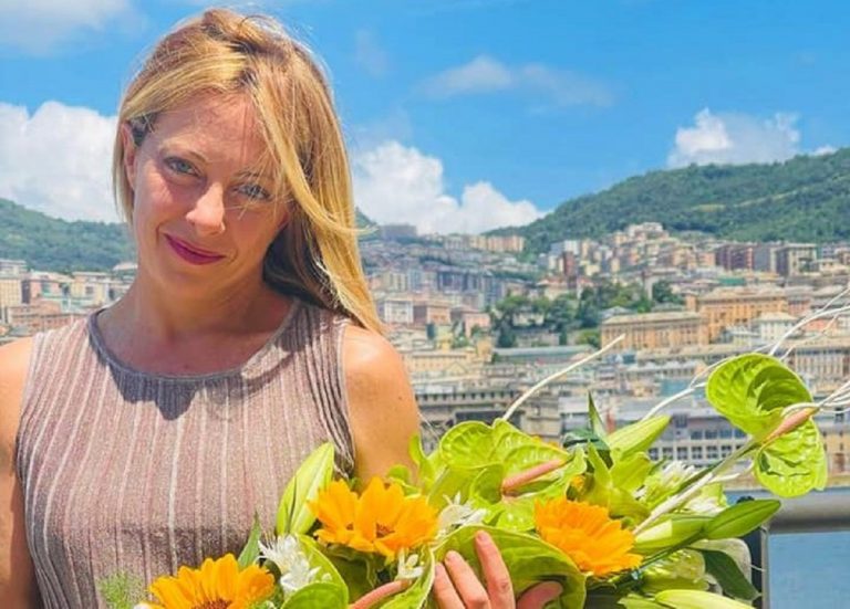 Giorgia Meloni, leader di FdI, a Genova