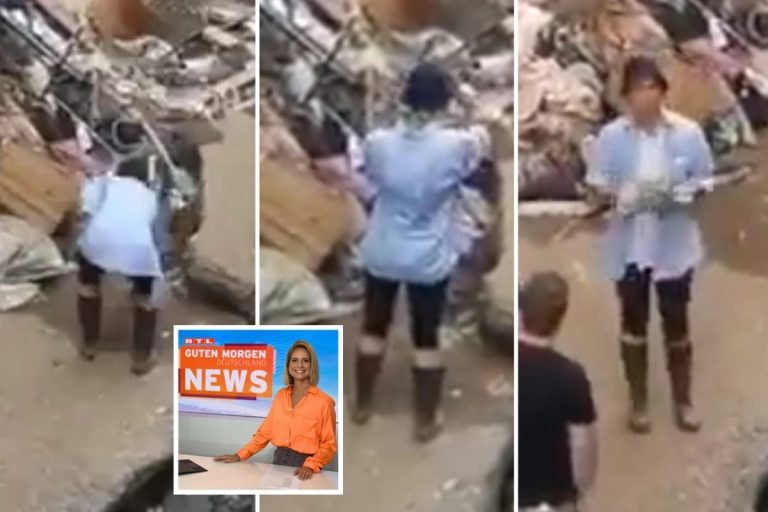 Giornalista tedesca si cosparge di fango prima della diretta dalle zone alluvionate
