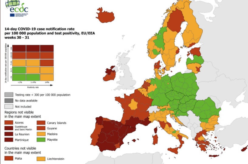 mappa rischio Covid Europa