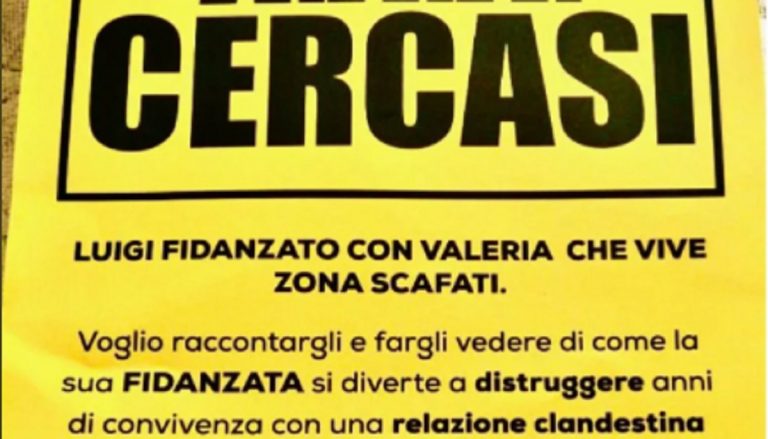 volantini fidanzata tradita Scafati