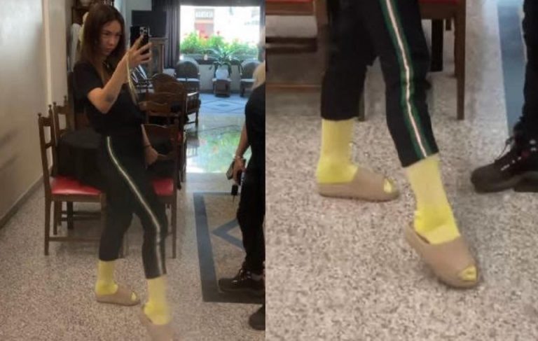 Aurora Ramazzotti ciabatte calzini