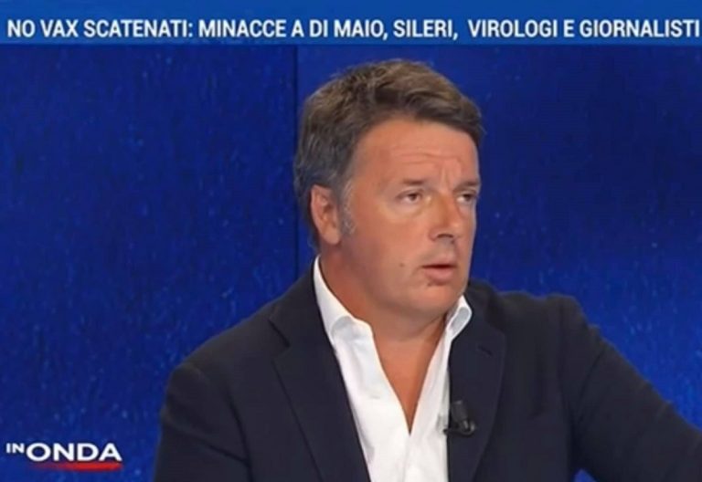 Matteo Renzi durante il suo intervento a In Onda
