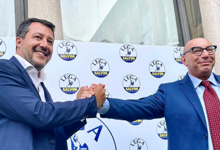 Matteo Salvini con Luca Bernardo, candidato sindaco del centrodestra a Milano