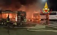 Incendio nel deposito Atac di via Prenestina