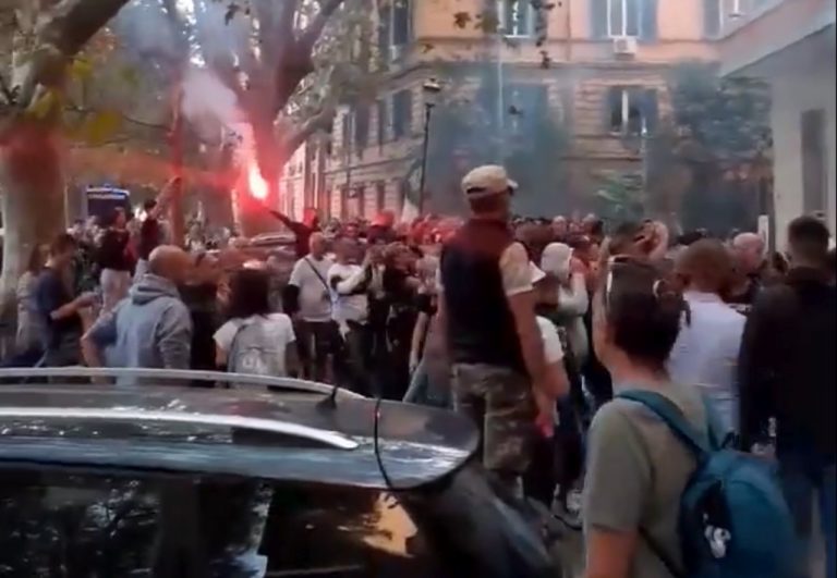 Manifestazione no green pass a Roma