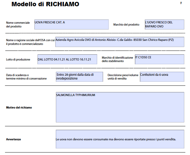 Richiamo del Ministero