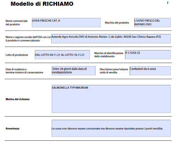 Richiamo del Ministero 