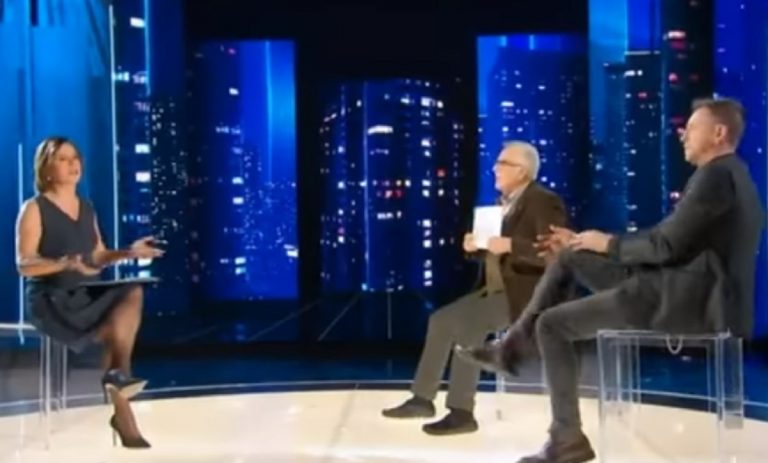Un frame della "telerissa" fra Contri e Scanzi