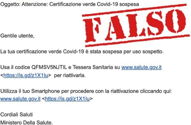 Green Pass, la nuova truffa segnalata dal Ministero arriva via Mail