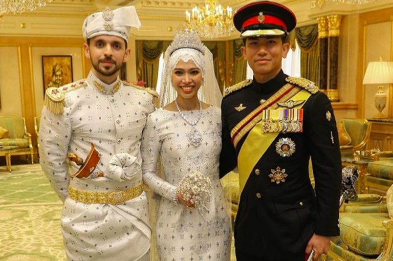 La principessa del Brunei con il marito e il principe Mateen
