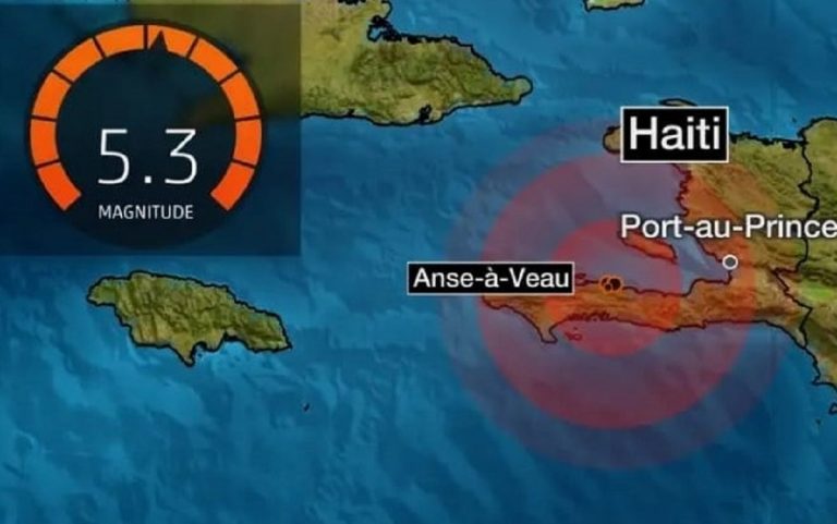 La cartina con il forte evento sismico ad Haiti