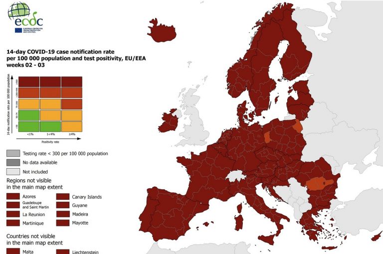 Mappa UE rischio Covid