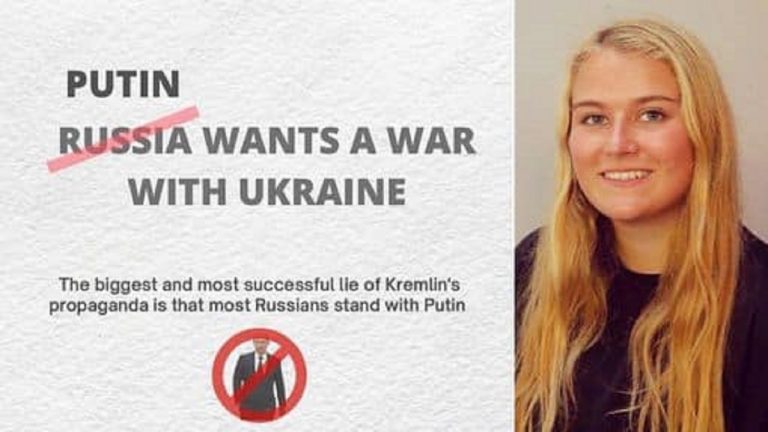 Sofia Abramovich e la sua card social contro Putin