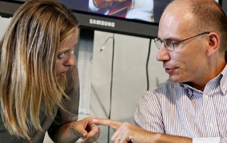Giorgia Meloni ed Enrico Letta