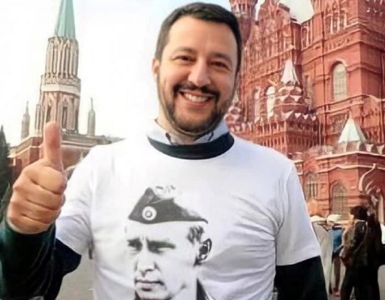 Matteo Salvini ai tempi del feeling con Putin