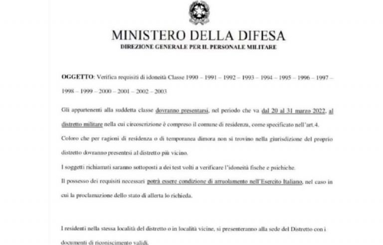 Il frontespizio del documento fake