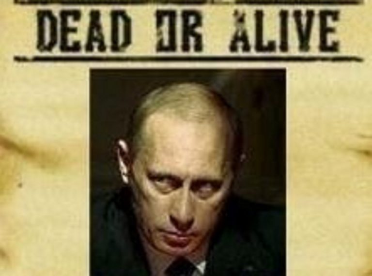 La card stile "wanted doa" su Vladimir Putin