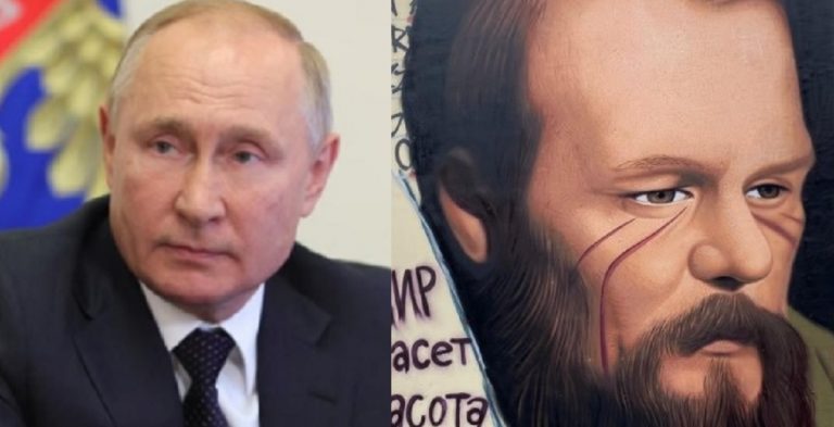 Putin murales Dostoevskij