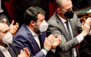 Matteo Salvini applaude Zelensky a Montecitorio