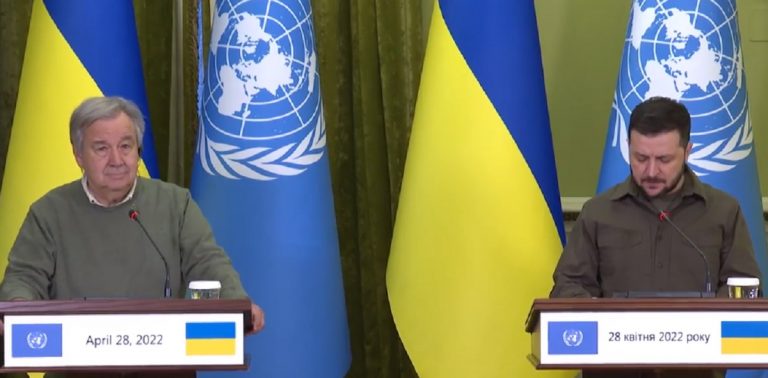 Guterres e Zelensky a Kiev