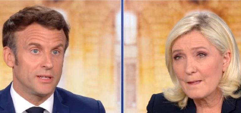 Un momento del dibattito Macron Le Pen