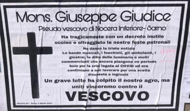 Manifesti funebri contro vescovo del palermitano