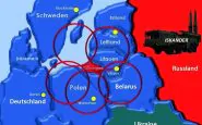 Schema geografico del range di simulazione dell'attacco russo da Kalingrad