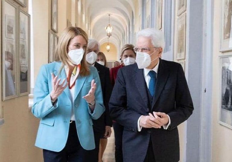Roberta Metsola con il Presidente Sergio Mattarella